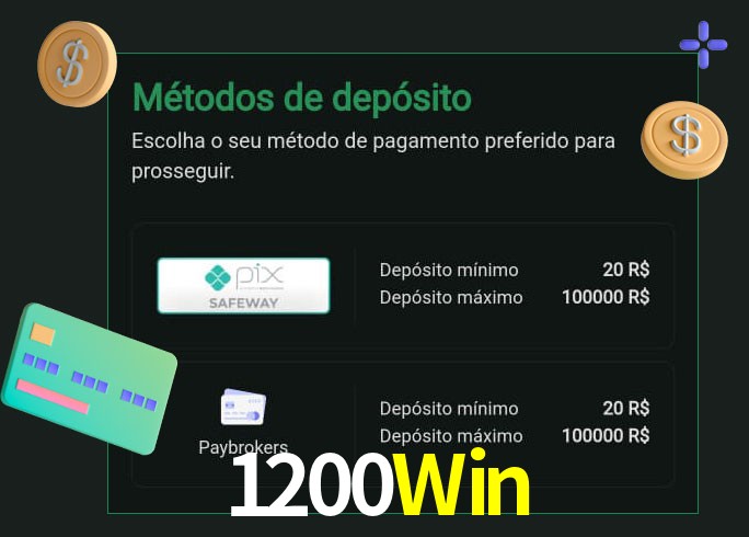 O cassino 1200Win oferece uma grande variedade de métodos de pagamento